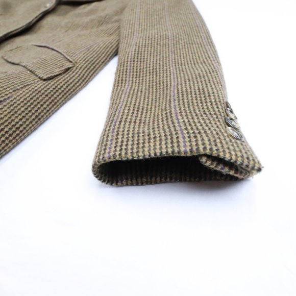 RALPH LAUREN BROWN PURPLE MULTI HOUNDS-TOOTH BLAZER JACKET SIZE 12 - Picture 9 of 15